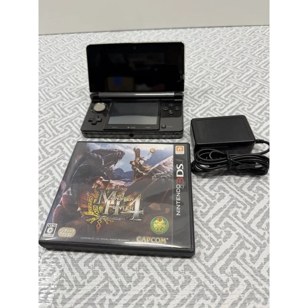Nintendo 3DS Cosmo Black Console CTR-001 Japan Import Bundle - Monster Hunter 4